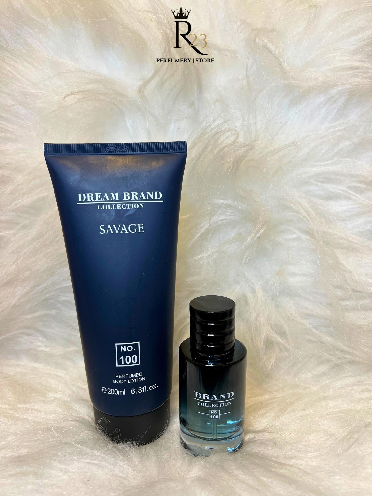 KIT - Brand Collection 100 – Eau de Parfum Masculino (Inspiração Sauvage Dior) 25ml + Body Lotion Masculino Sauva Dream Nº100 – 200ml